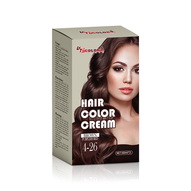 Brown Purplish Red Organic Hair Color Cream para sa Salon