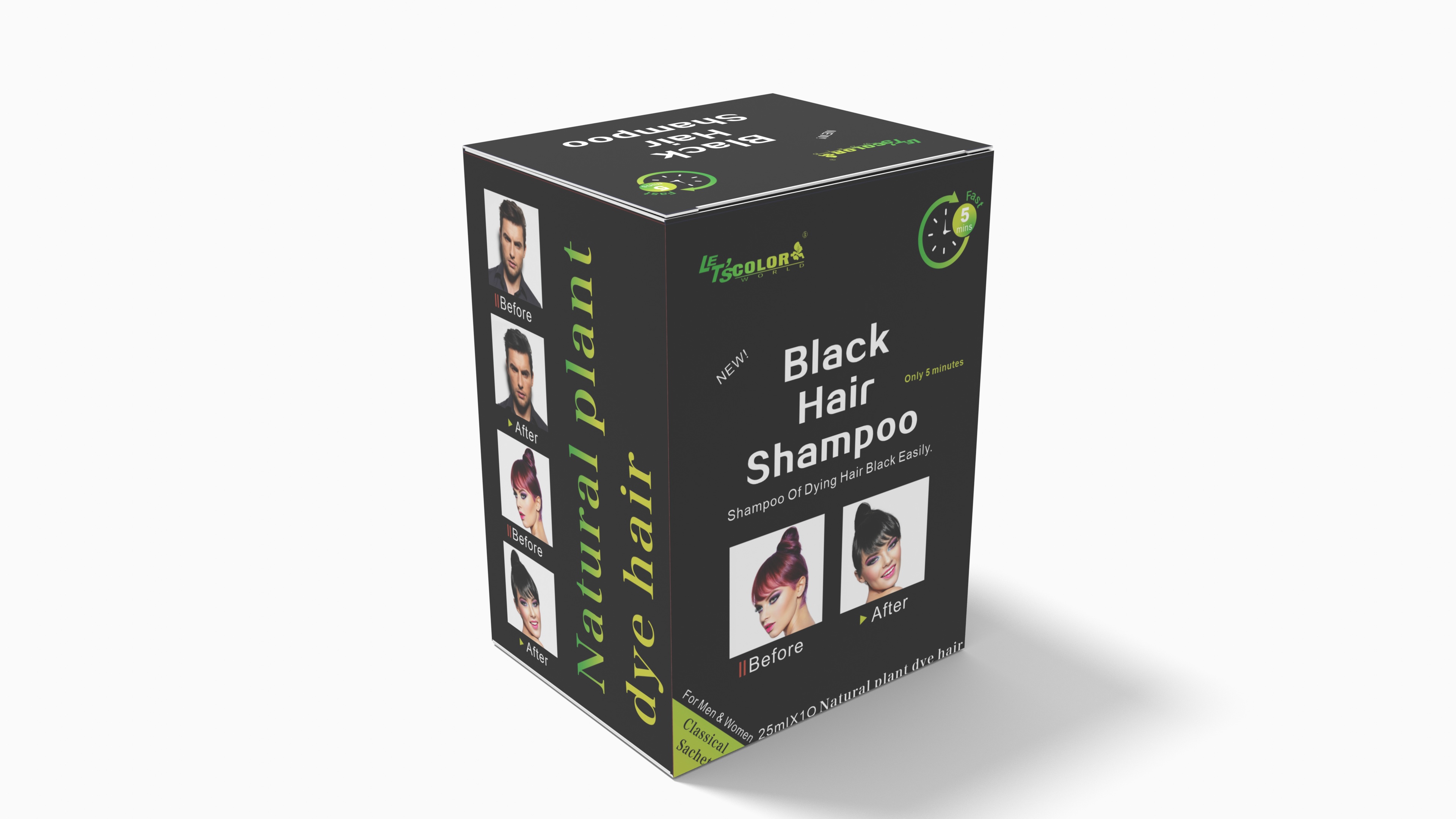 Fast Natural Black Hair Color Shampoo na may Argan Oil